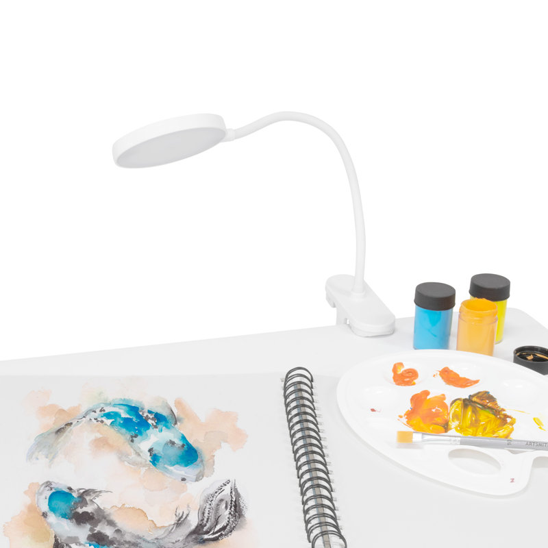 Adjustable White LED Clip-On Lamp with Flexible Neck