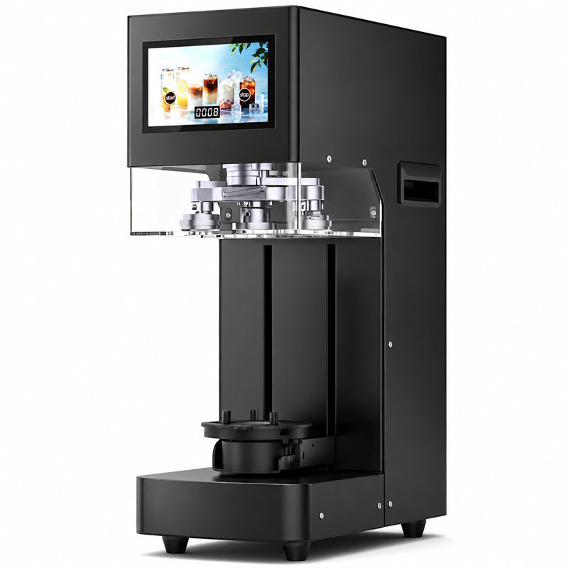 Commercial Automatic Can Seamer with Dual Rollers, Height Detection and Touchscreen, Matte Black