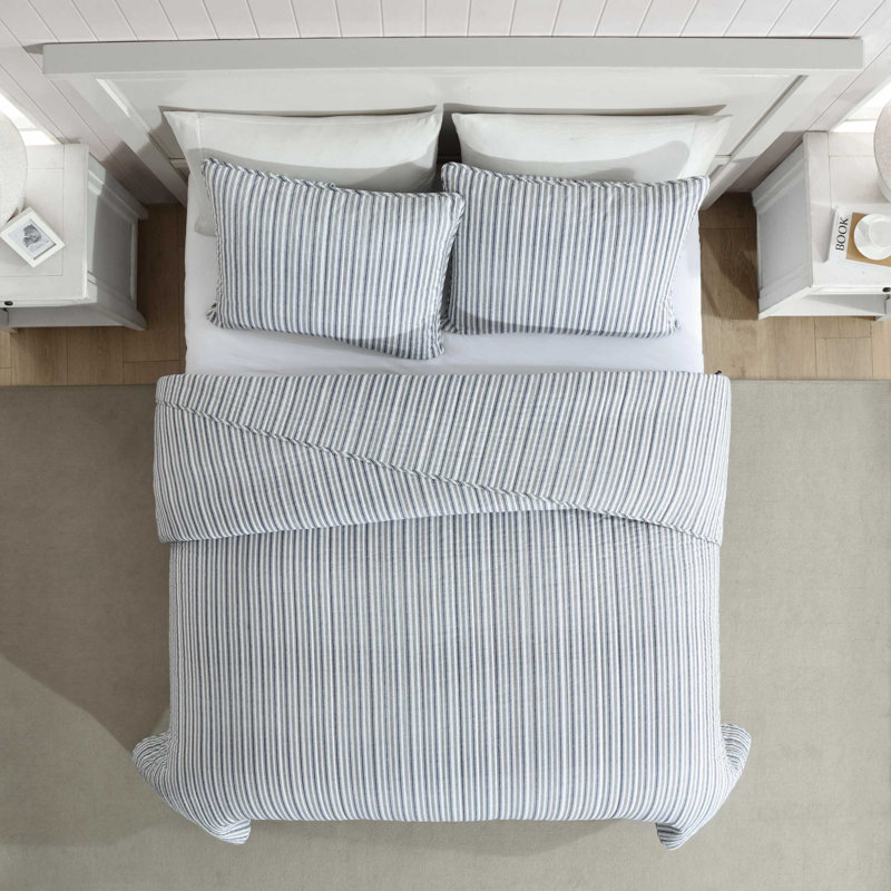Nautica Coleridge Cotton Reversible Blue Quilt Set, Twin