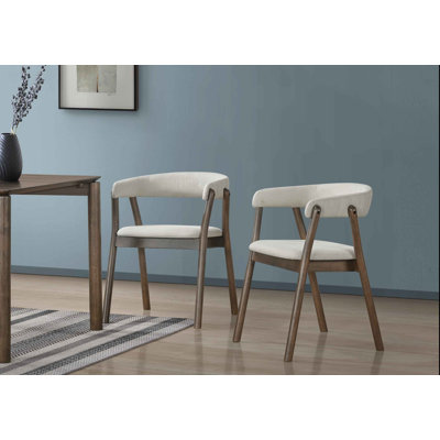 Oslo Modern Upholstered Solid Wood Arm Dining Chair with Curved Backrest (Set of 2)