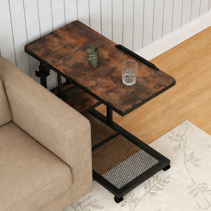 17 Stories Height Adjustable Mobile Side Table with Tiltable Board ...