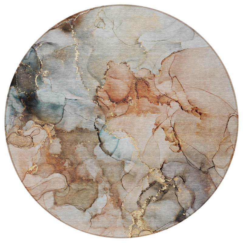 Tapis d'intérieur rond 8 po beige