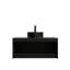 Meuble-lavabo flottant 36 po, lavabo en céramique noire, motif en pierre, plateau fritté et armoire en sergé