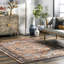 Tapis médaillon Ferber pour le salon, la chambre à manger, la cuisine, orange brûlé / ivoire-38047272