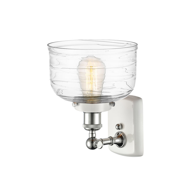 Ballston Urban Bell - 1 Light 8" Sconce, Incandescent, Matte White, White and Polished Chrome
