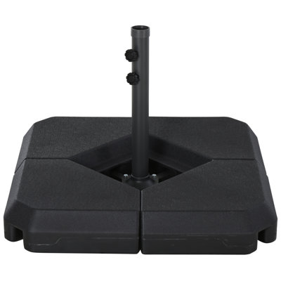 Porte-parapluies 4 pièces pour support de parasol d'extérieur avec base en croix, sable 158 lb ou remplissage d'eau 132 lb, noir