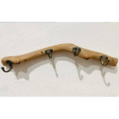 S&Z TOPHAND® Rustic Wooden Wall Hooks, Tree Branch Coat Rack 4Hook, 16 Inch