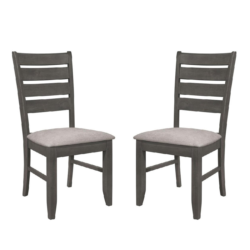 Ensemble de 2 chaises de salle à manger avec siège rembourré en tissu, gris foncé