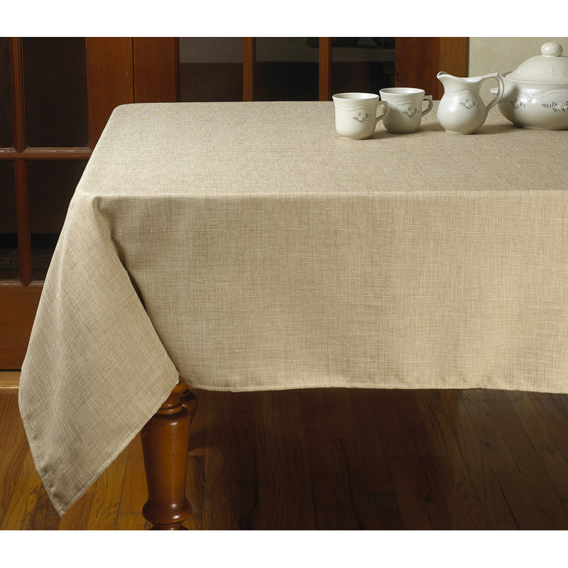 Tapanga Linen Vintage Tablecloth, 72" L x 54" W, Oatmeal
