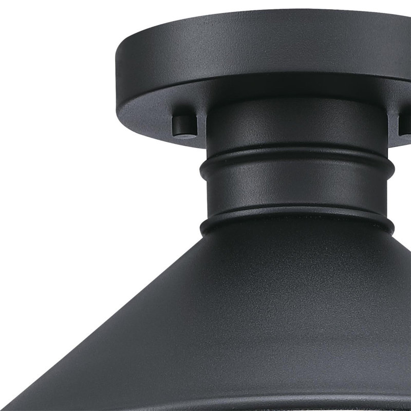 Watts Creek Textured Black 11'' W 1 - Bulb Outdoor Semi Flush Mount