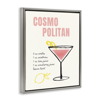 "Cosmopolitan Drink Recipe", art mural sur toile flottante par Victoria Barnes