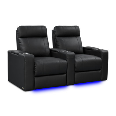 Valencia Piacenza Luxury Edition | Semi-aniline Nappa 20000 Leather, Power Recline, Power Lumbar Support, Power Headrest, Led Lighting (row Of 2, Onyx by Valencia Theater Seating