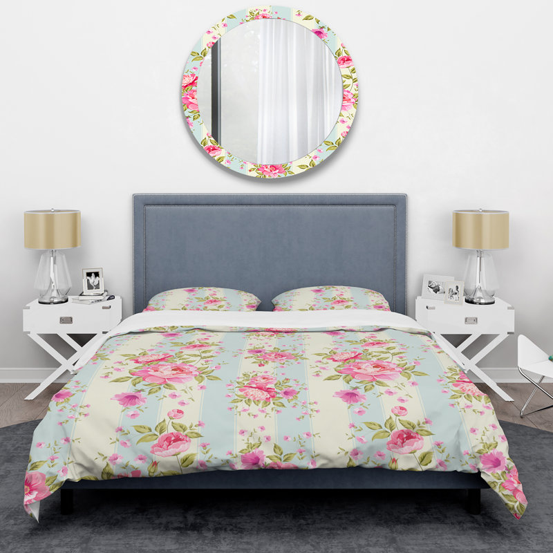 Ensemble de housse de couette Pink Luxurious Flower - Cabin & Lodge, Housse de couette pour grand lit et 2 taies décor