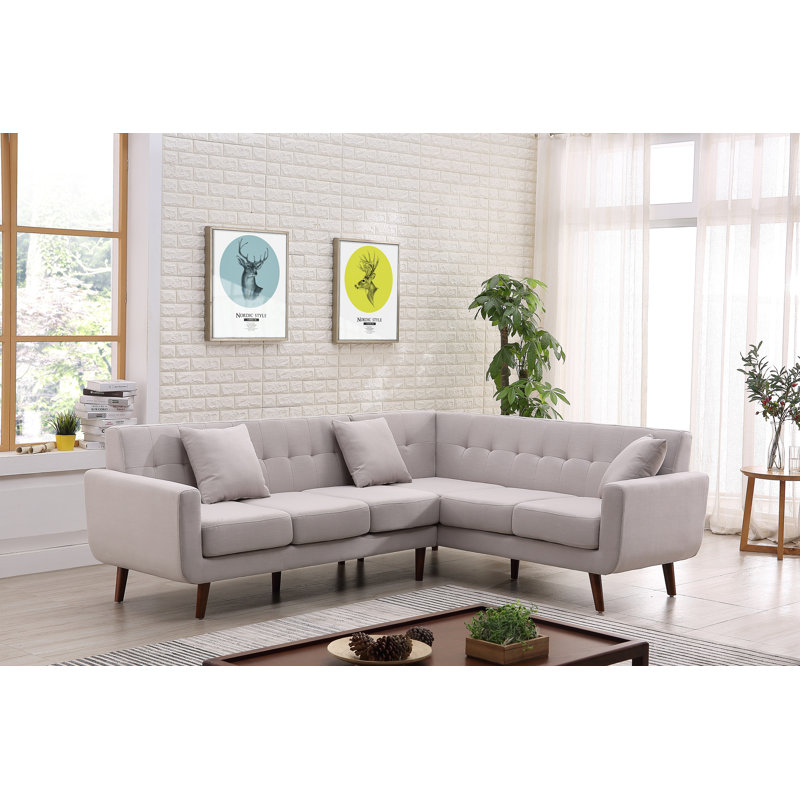 Barnet Upholstered Sectional, Paynr's Gray Polyester Blend, Right Hand Facing