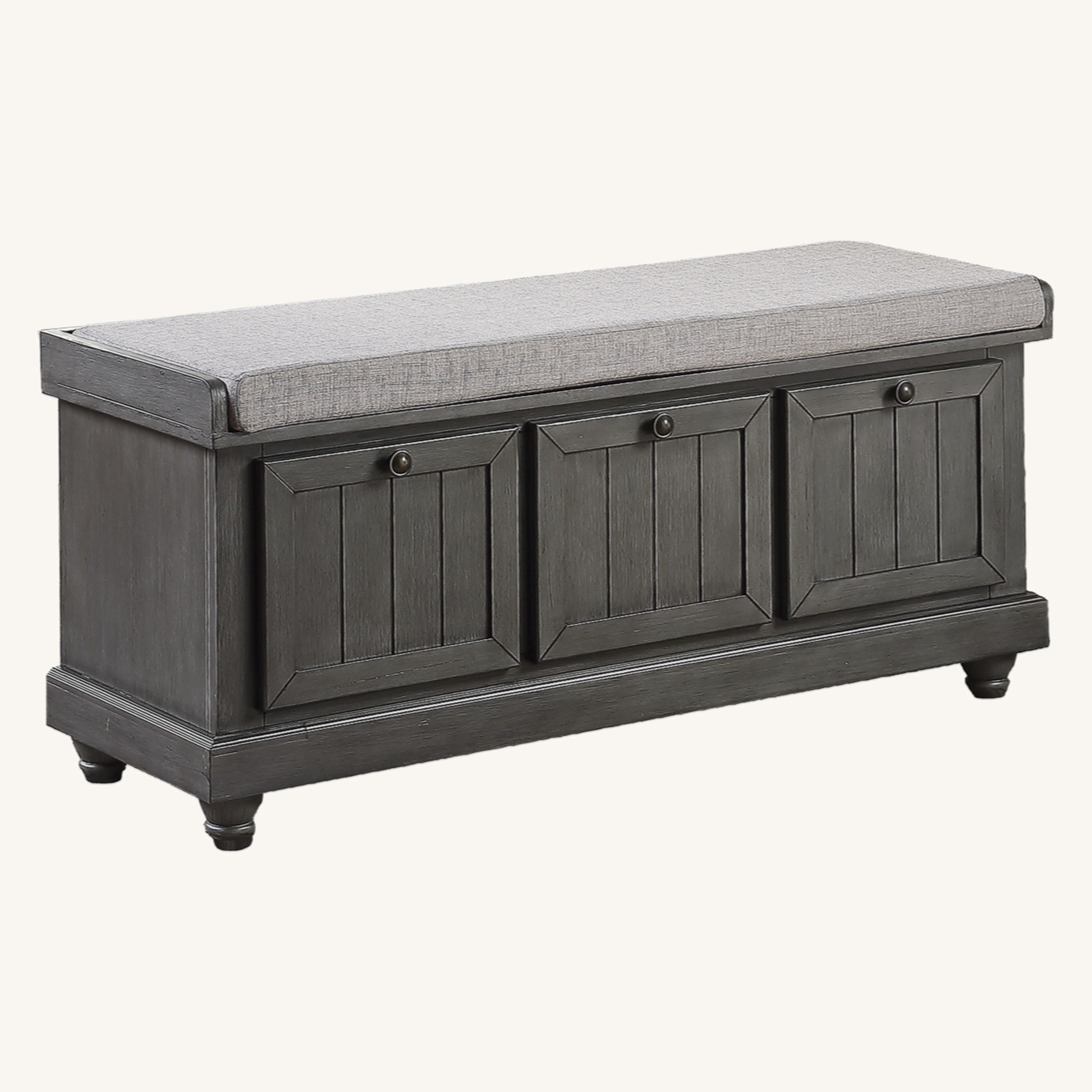 Darby Home Co 1Pc Durable Storage Bench Dark Gray Finish Foam Cushioned ...