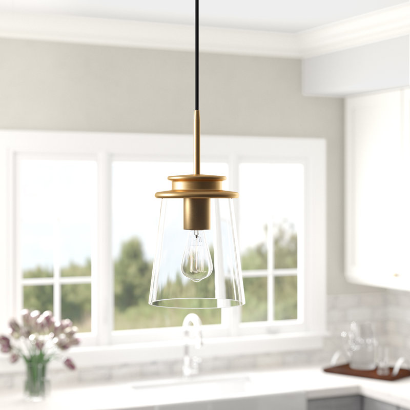 Luminaire suspendu cylindrique à 1 lumière Vojin, Laiton