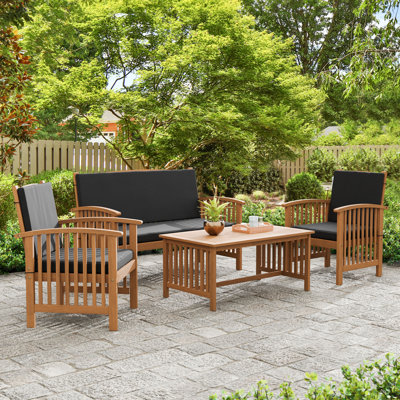 Allacenta Acacia 4 - Person Patio Conversation Set with Cushions