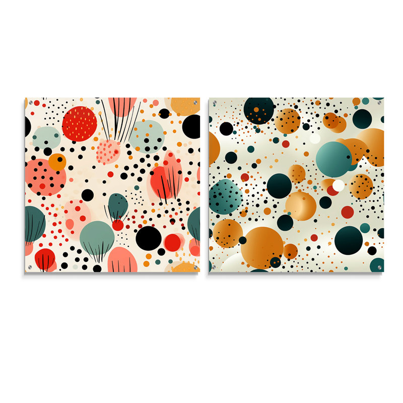 Cidnee - Ensemble de 2 peintures murales abstraites en acrylique, H 16 po x l 33 po