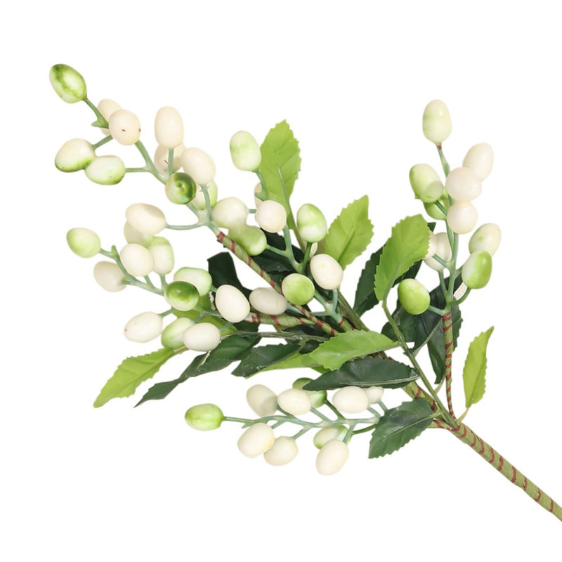 5 pièces 13,78 "branche artificielle de baies (ensemble de 5), Blanc