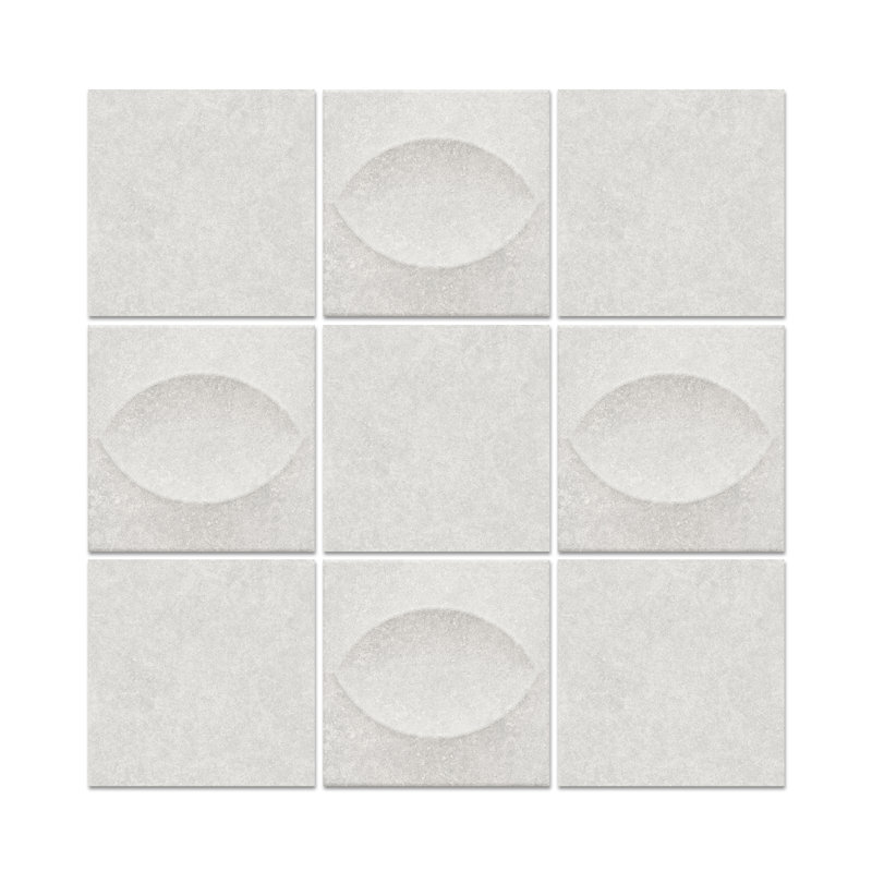 Carrelage mural en céramique texturée 3D 6 po x 6 po espagnol Tiffany (34 pièces, 8,18 pieds carrés / caisse), Blanc