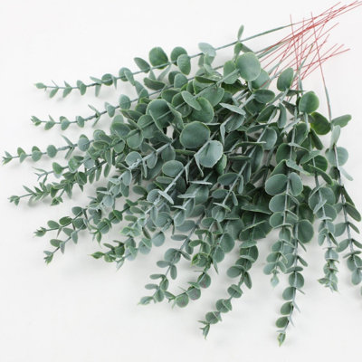 24 Pcs Eucalyptus Stems, Fake Eucalyptus Stems, Faux Greenery Artificial Eucalyptus Leaves Eucalyptus, Real Touch Leaf Branches for Home Office Flowers Bouquet Centerpiece, Green with Powder