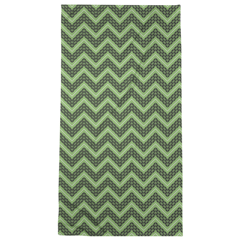 Serviette de plage à chevrons à la main classic Stephenie, Vert pâle / Noir