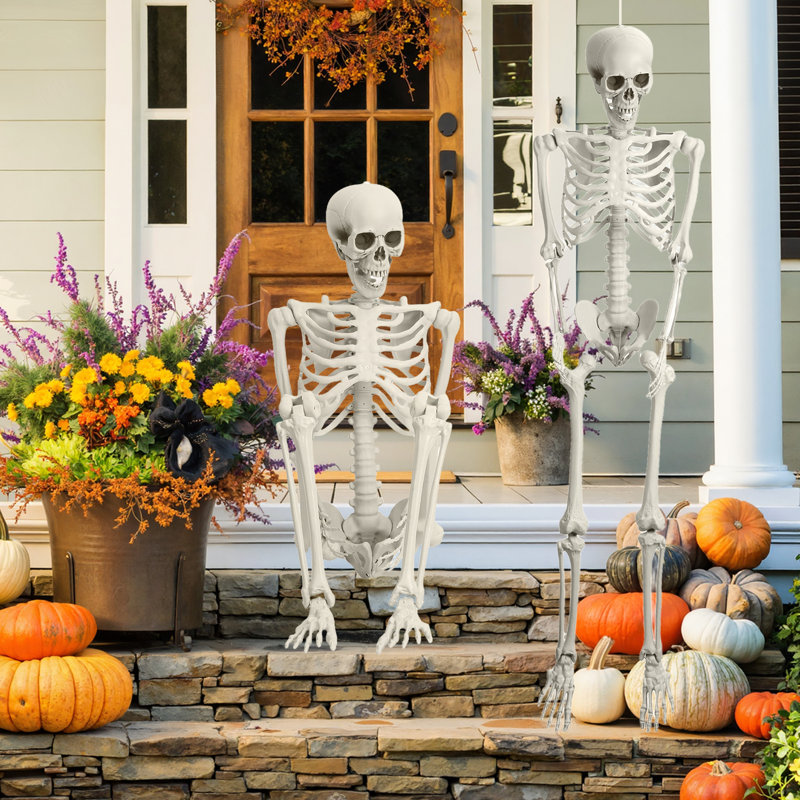 5,4 pi squelette de vie d'Halloween, squelette pleine grandeur pour les accessoires de jardin d'Halloween