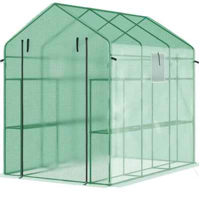 Protective Walk-in Greenhouse 7'x5'x6', 18 Shelf Hot House With Door & Windows For Various Plants 7'x5'x6' Mesh Door, Protected, Shelves Plant Growth And Thriving