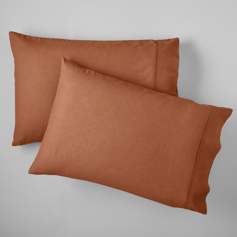 Jeffen Linen Blend Pillowcase Set, Rust, King