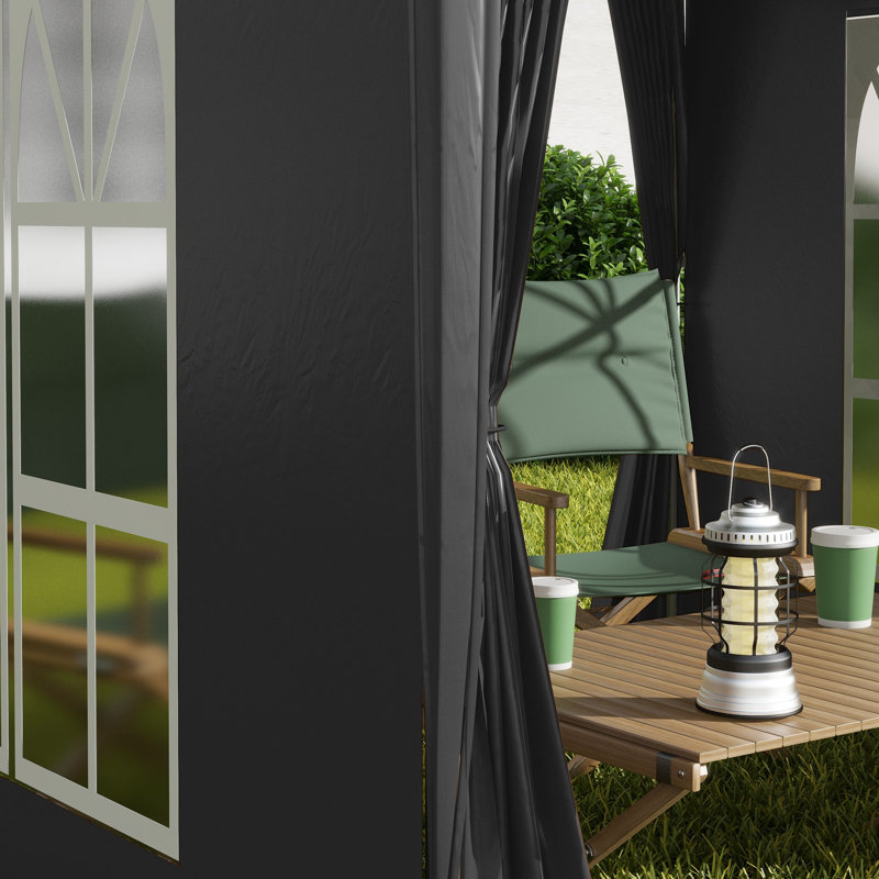 2 X 2m Pop Up Gazebo, Water Resistant Party Tent Marquee With Removable Sidewalls, Large Windows, Powder Coated Steel Frame And Carry Bag, Black