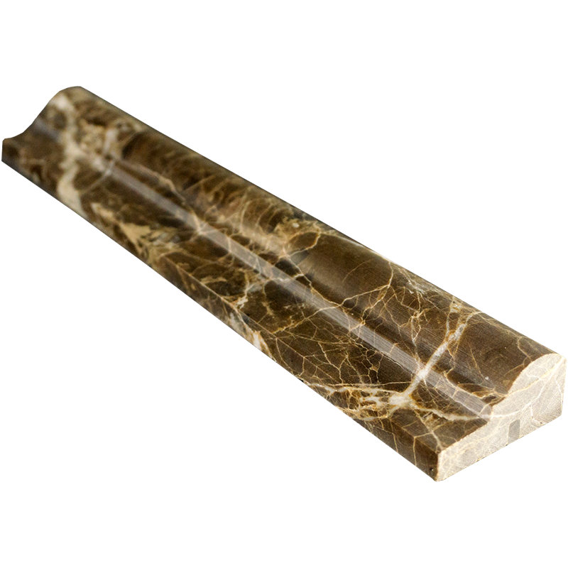 Emperador Dark 2" x 12" F1 Chair Rail Marble Look Wall Liner
