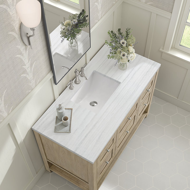 Breckenridge 48'' W Single Vanity, 8" Widespread, Parisien Bleu, Whitewashed Oak