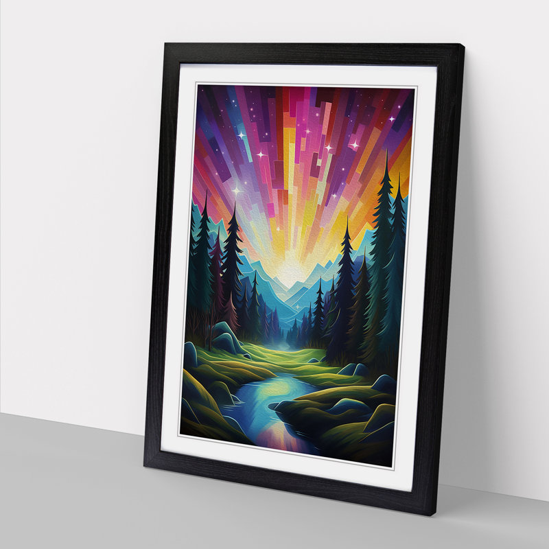 Single Picture Frame Print on Wood, 64cm H x 46cm W, Black Framed