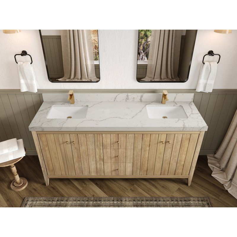 Teck d'Atlanta 72 po X P 22 po De salle de bain à double lavabo gris clair Quartz, Venatino