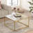 Elegant Coffee Table with Marble Finish, White & Gold, 28.3 x 15.7 x 28.3 inches | 100% Melamine Coated Particle Board, Thickness: 0.7 inches | Stylish Centerpiece for Living Room, Durable & Easy to Clean