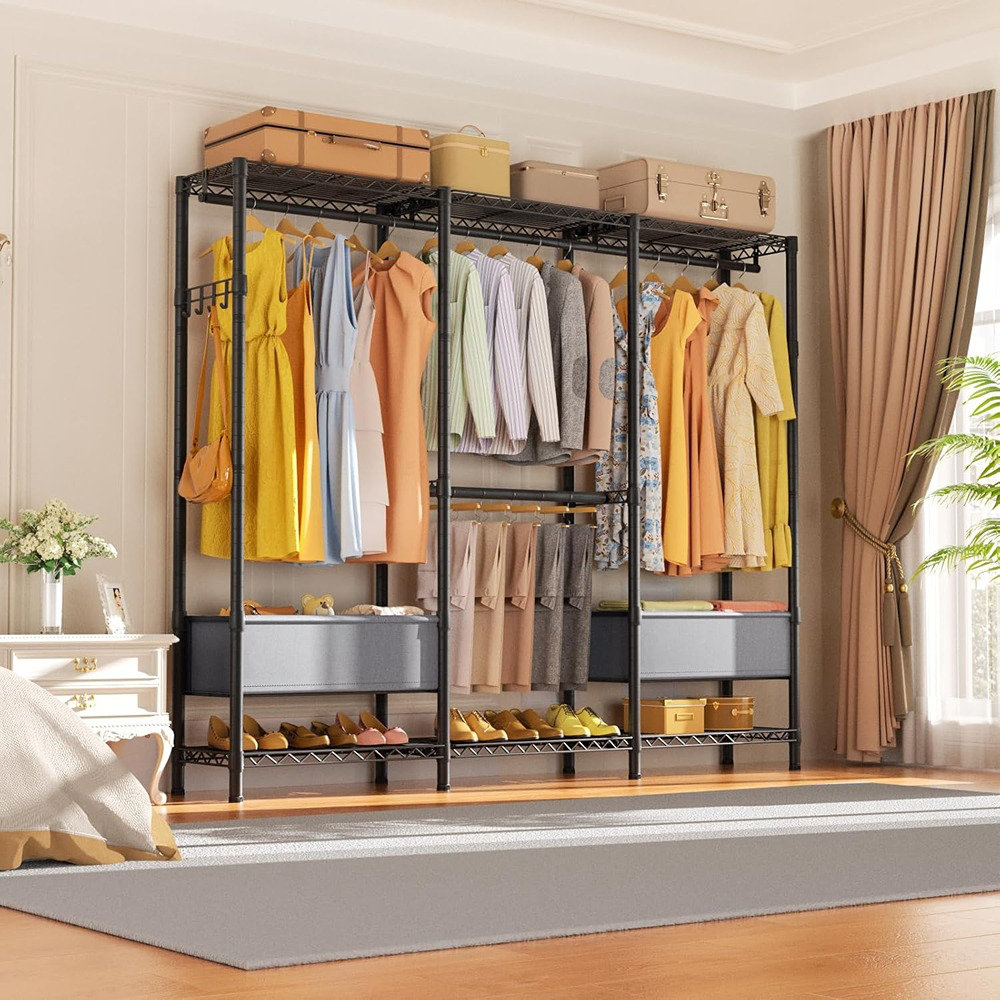 MAXAYA Freestanding Closet Heavy Duty Clothes Rack,Closet Organizers An ...