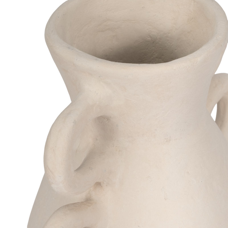 Kenshin Handcrafted 12" H Terracotta Table Vase, Ivory