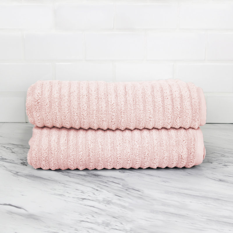 Croslin 100% Cotton Plush Ribbed Bath Towel, Smokin Pink
