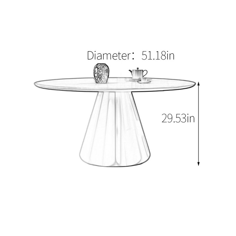 Skirt shape leg dining table, 29.53"H x 51.18"L x 51.18"W