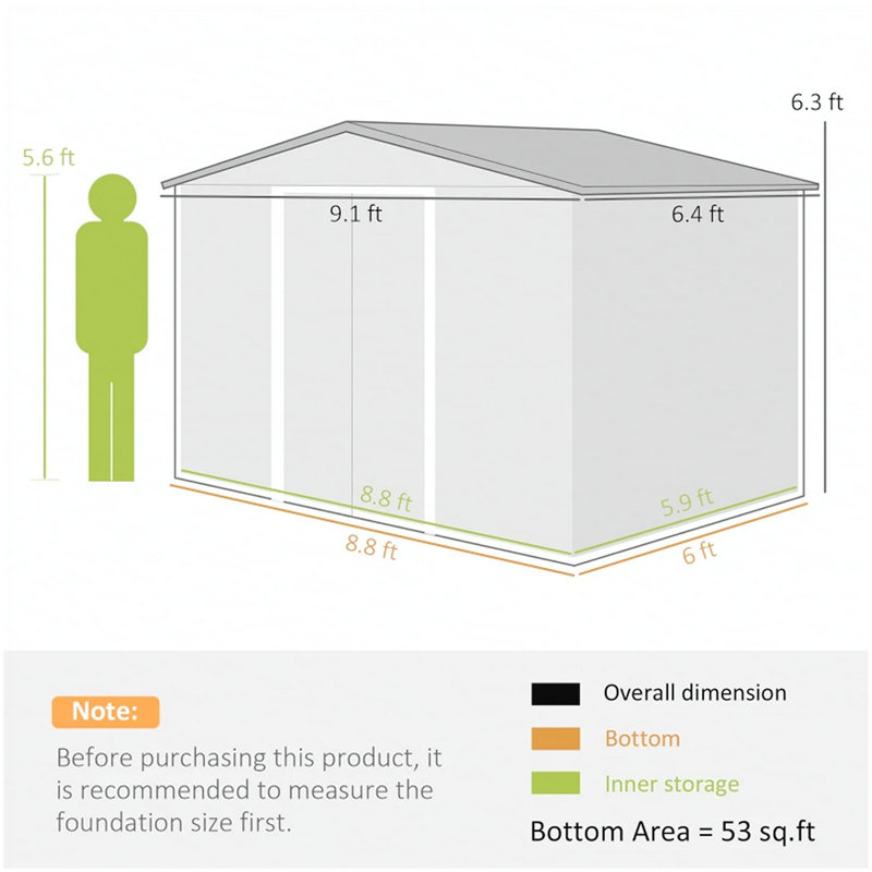 Spacious Garden Tool Metal Shed,Outdoor Storage Shed, Light Gray
