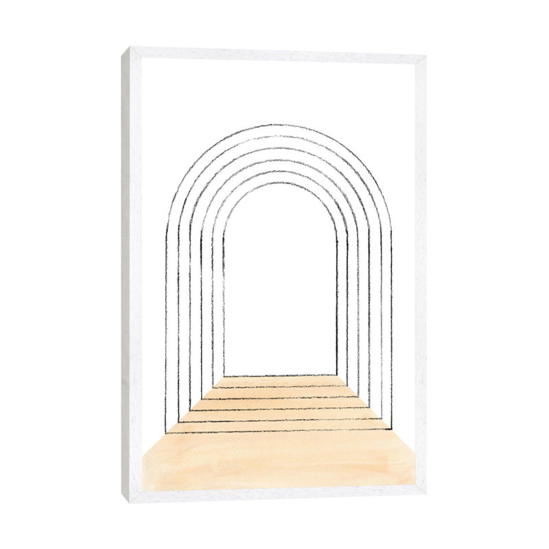 Mid Century Arch by Whales Way - Painting on Canvas, 66.04cm H x 45.72cm W x 3.81cm D, White Framed