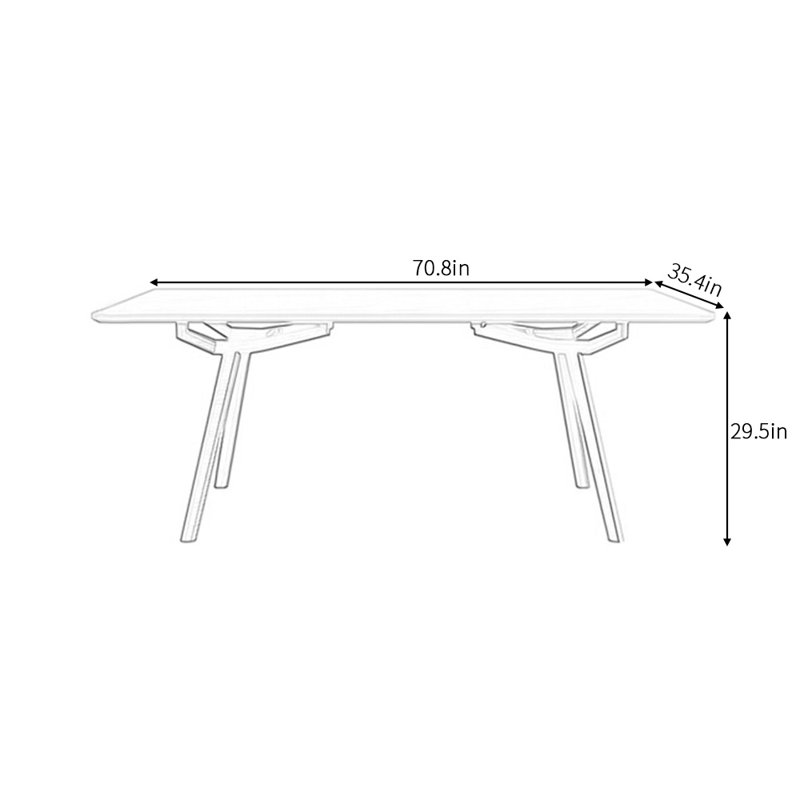 Table de salle à manger simple Philomenia, H 29,5 po x L 70,8 po x l 31,5 po
