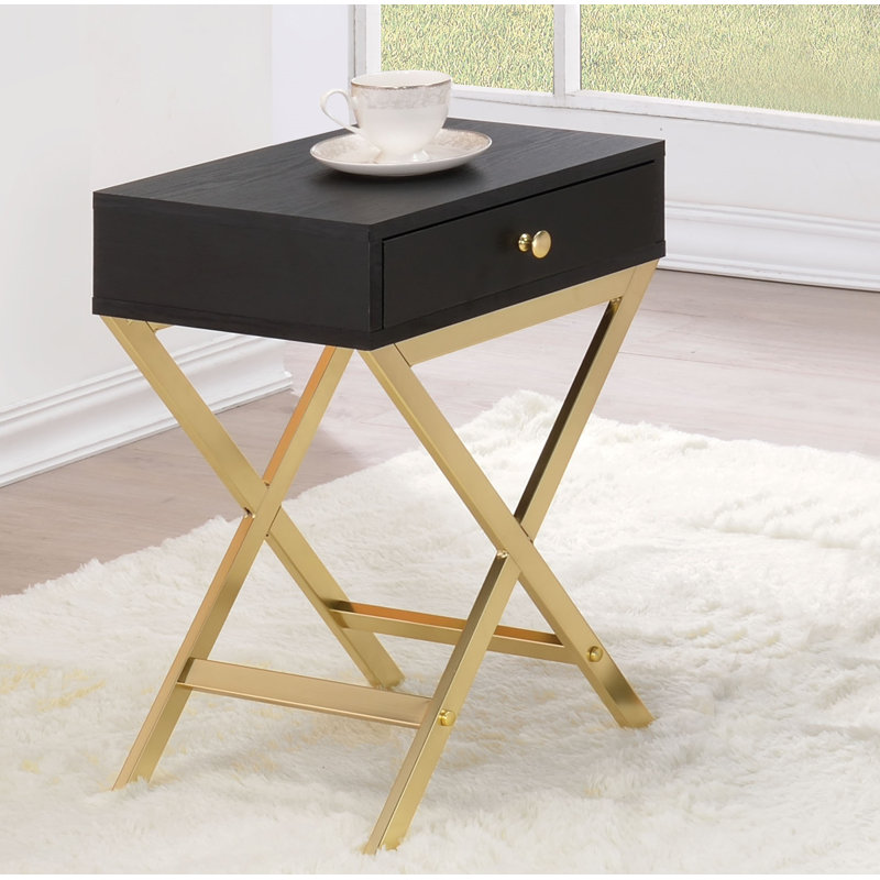 Table d'appoint Brickner, Noir / doré