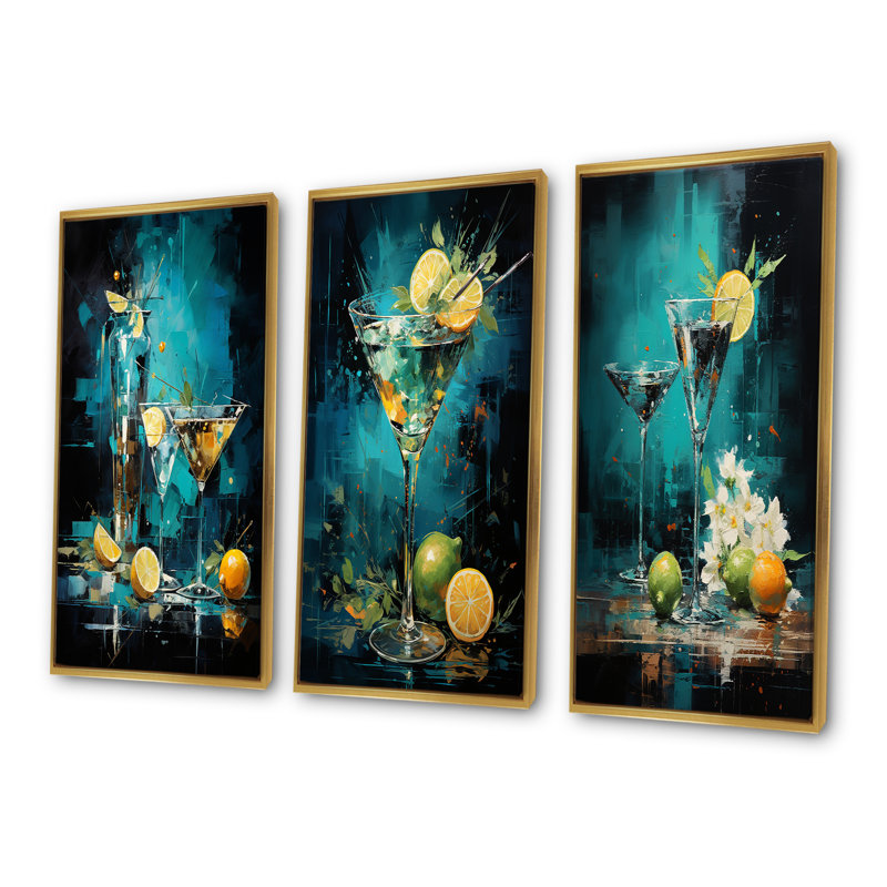 Vesper Vibrance Twilight Cocktail, Cadre flottant doré, H 40 po x l 60 po