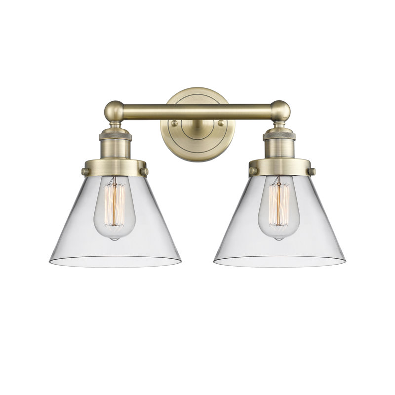 Éclairage pour meuble-lavabo à 2 lumières à intensité variable, Laiton antique, Transparent
