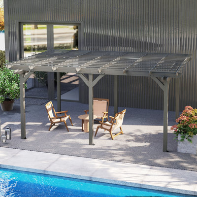 Pergola d'extérieur 12 pi x 20 pi, treillis de jardin en bois avec structure stable pour soutenir les plantes grimpantes, jardin, patio, cour, terrasse, gris