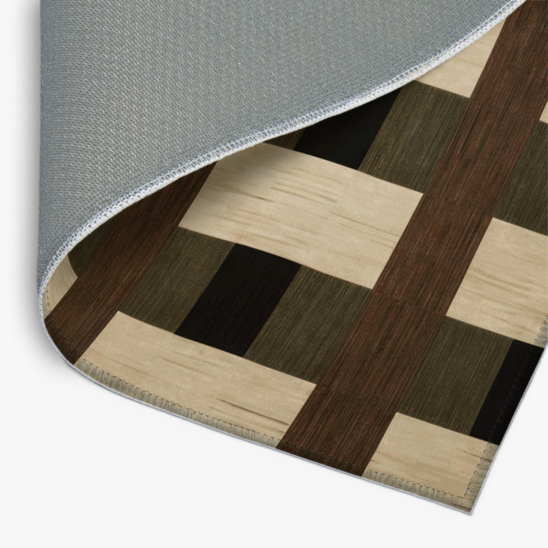 Tapis d'intérieur et d'extérieur à carreaux brun, Rectangulaire 2 pi x 3 pi