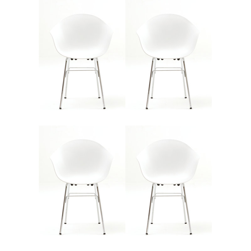 Fauteuil TA (ensemble de 4), Blanc / Chrome