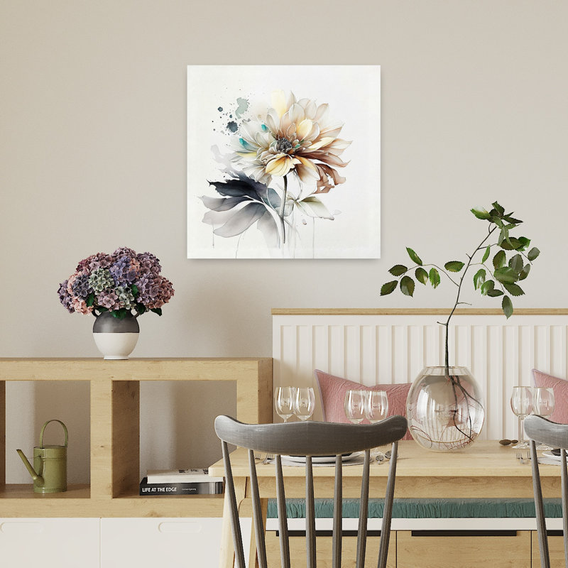 Art floral pastel contemporain, H 18 po x l 18 po