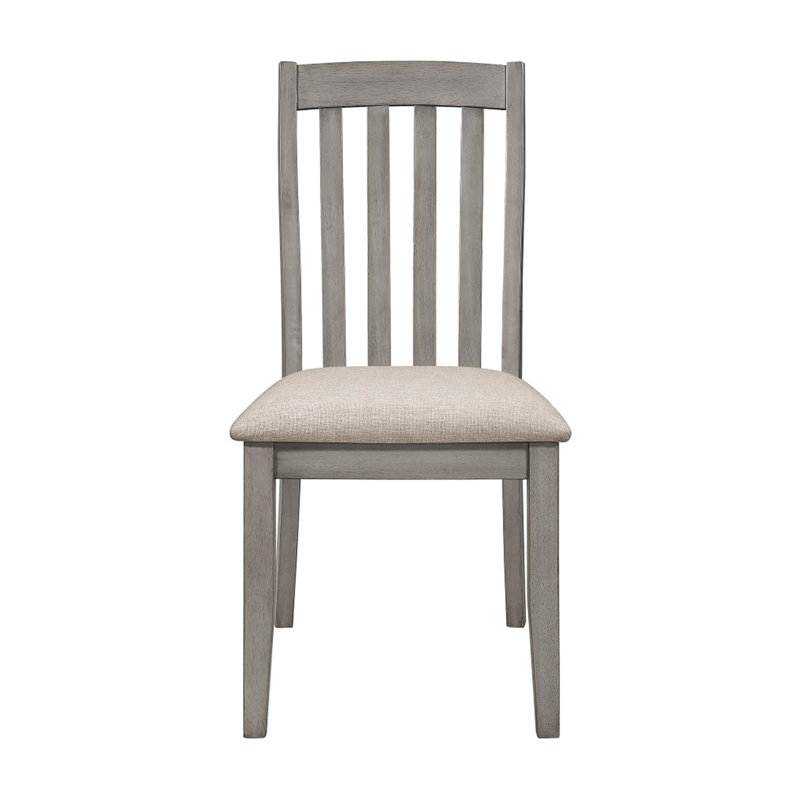 Chaises de salle à manger rembourrées Coastal Gray (2), bois franc massif, sièges décontractés pour 2 avec revêtement, support exceptionnel asiatique